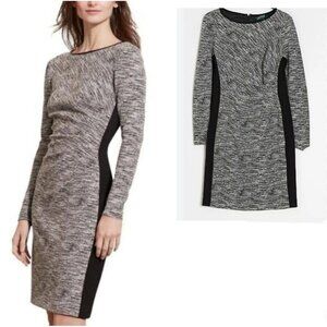 Lauren Ralph Lauren Two-Toned Gathered Sheath Knee Length Longsleeve Sz 8